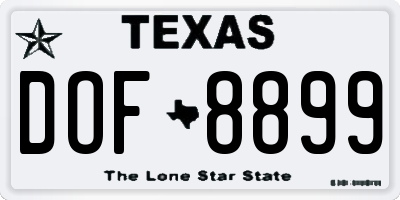 TX license plate DOF8899