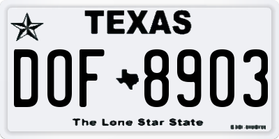 TX license plate DOF8903