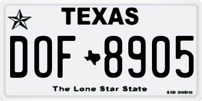 TX license plate DOF8905