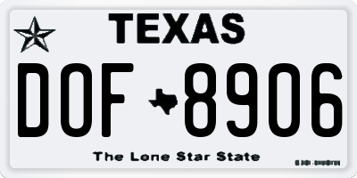 TX license plate DOF8906