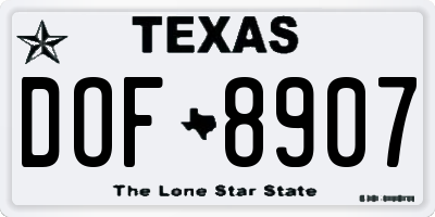 TX license plate DOF8907