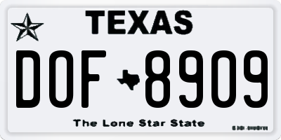 TX license plate DOF8909