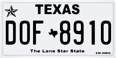 TX license plate DOF8910
