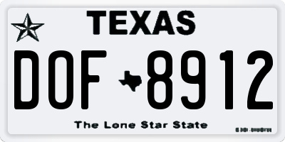 TX license plate DOF8912