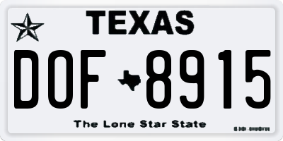 TX license plate DOF8915