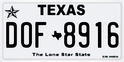 TX license plate DOF8916