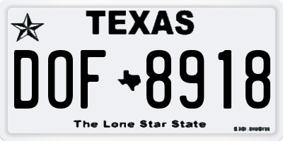TX license plate DOF8918