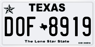 TX license plate DOF8919