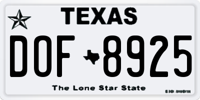 TX license plate DOF8925