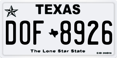 TX license plate DOF8926