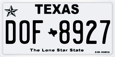 TX license plate DOF8927