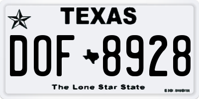 TX license plate DOF8928