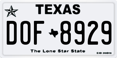 TX license plate DOF8929
