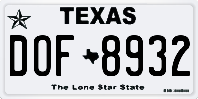 TX license plate DOF8932