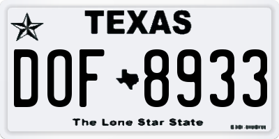 TX license plate DOF8933