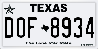 TX license plate DOF8934