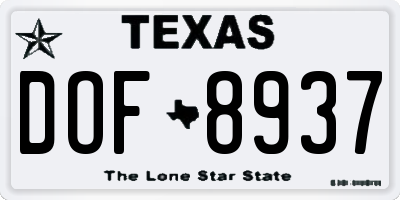 TX license plate DOF8937