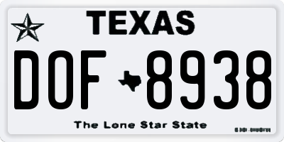 TX license plate DOF8938