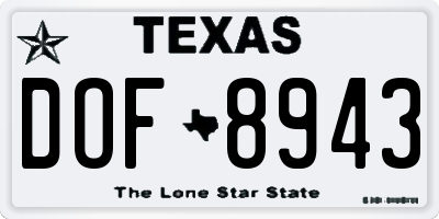 TX license plate DOF8943