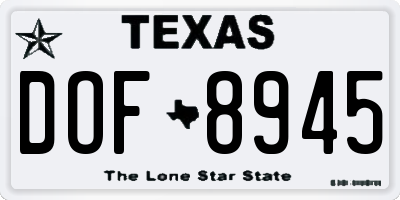 TX license plate DOF8945