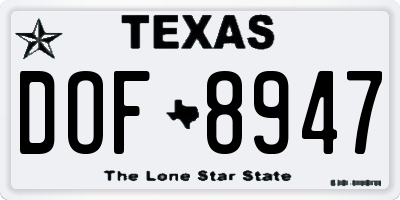 TX license plate DOF8947