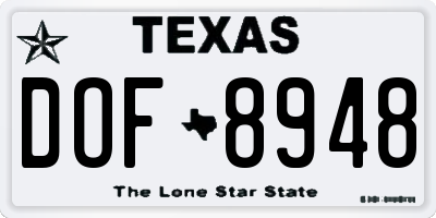 TX license plate DOF8948