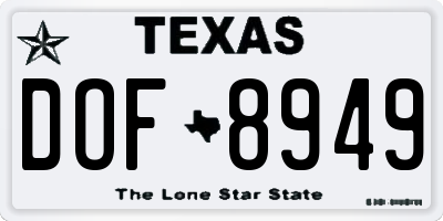TX license plate DOF8949