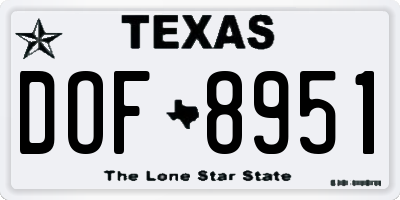 TX license plate DOF8951