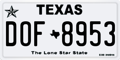 TX license plate DOF8953
