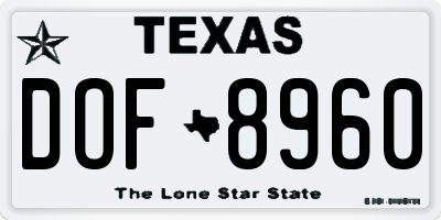 TX license plate DOF8960