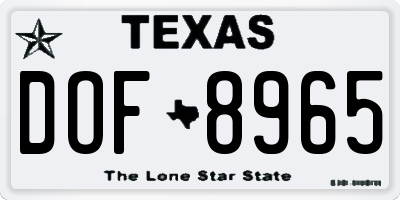 TX license plate DOF8965