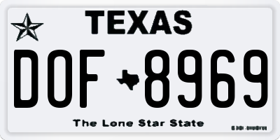 TX license plate DOF8969