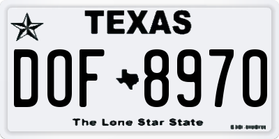 TX license plate DOF8970