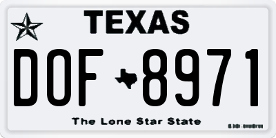 TX license plate DOF8971