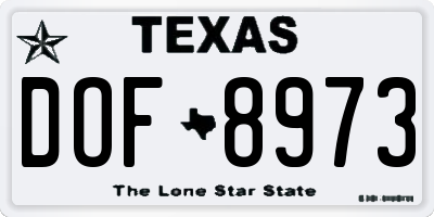 TX license plate DOF8973