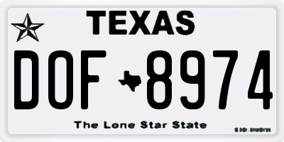 TX license plate DOF8974