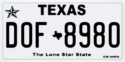 TX license plate DOF8980