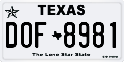 TX license plate DOF8981
