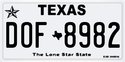 TX license plate DOF8982