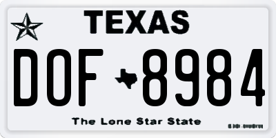 TX license plate DOF8984