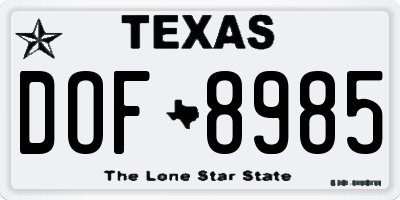 TX license plate DOF8985