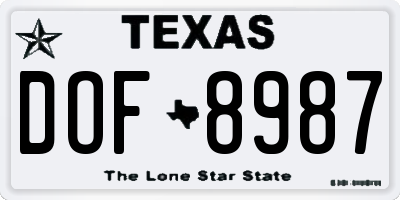 TX license plate DOF8987