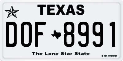 TX license plate DOF8991
