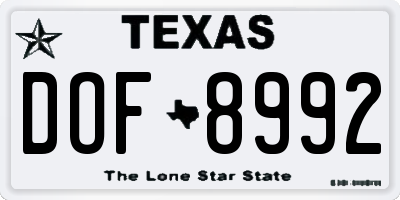 TX license plate DOF8992