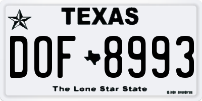 TX license plate DOF8993