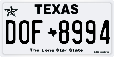 TX license plate DOF8994