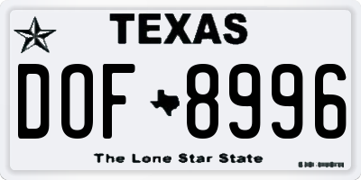 TX license plate DOF8996