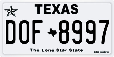 TX license plate DOF8997