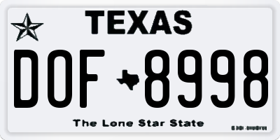 TX license plate DOF8998