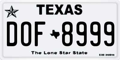TX license plate DOF8999